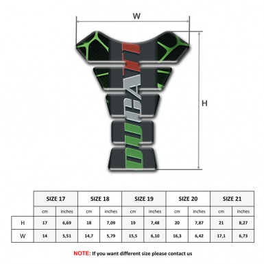 Ducati Tank Pad Protector Black with Green Lines decoration and Colorful Logo 