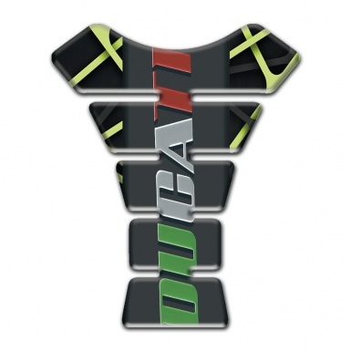 Ducati Tank Guard Pads Black with Green Patterns Base Colorful Logo 