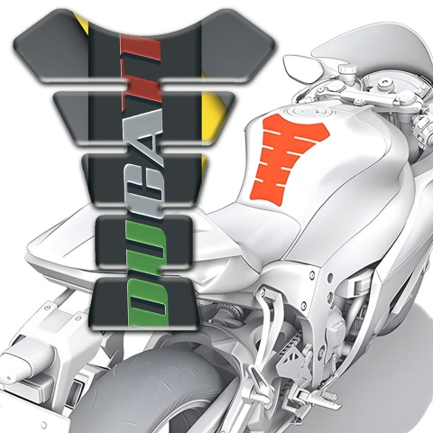 Ducati Tank Pad Motorbike Gray with Yellow Motive base and Colorful Logo 