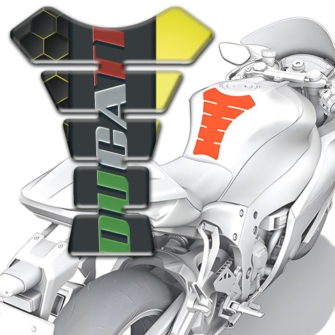 Ducati Tank Guard Pads Black Logo panel with Colorful Print 
