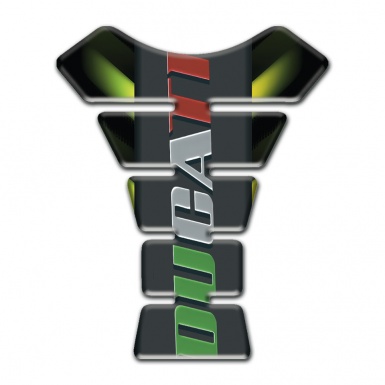 Ducati Tank Pad Protector Black with Green Lights base and Colorful Logo 