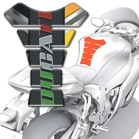 Ducati Tank Fuse Black Logo panel with Colorful inscription