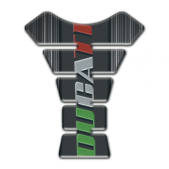 Ducati Tank Pad Motorbike Dark Gray with White Stripes Base Style 