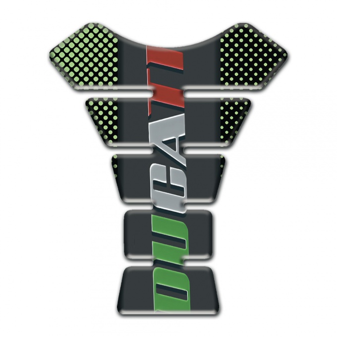Ducati Tank Pad Motorbike Green Dots Design with Colorful Logo 