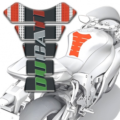 Ducati Tank Protector Silver Red Base Colorful Logo Inscription 