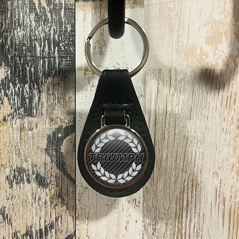Triumph Key Fob Leather Dark Carbon Laurel Edition