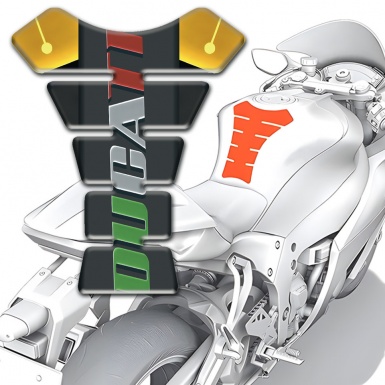 Ducati Tank Guard Pads Yellow Black Warp and Colorful Logo 
