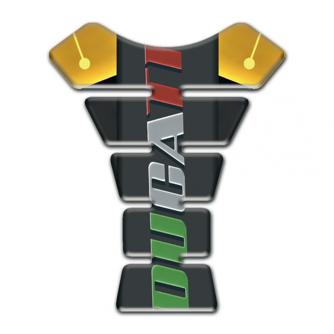 Ducati Tank Guard Pads Yellow Black Warp and Colorful Logo 