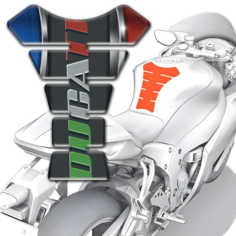 Ducati Tank Pad Motorbike Silver Details Motive 