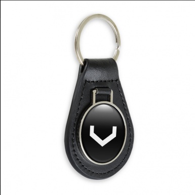 Vossen Keychain Leather Black Classic White Logo