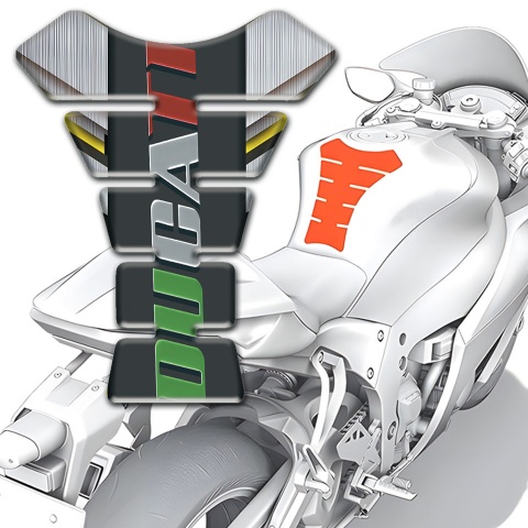 Ducati Tank Pad Protector Silver Yellow Decoration Style 