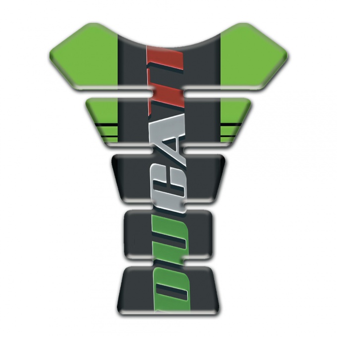 Ducati Tank Guard Pads Fresh Green Base with Colorful Logo 