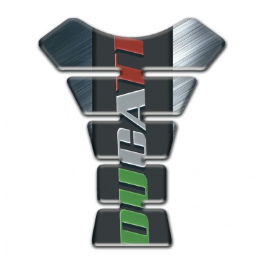 Ducati Tank Guard Pads Polished Background with Colorful Inscription 