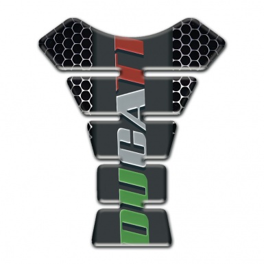 Ducati Tank Protector Colorful Logo Inscription with Perforated Steel effect base 