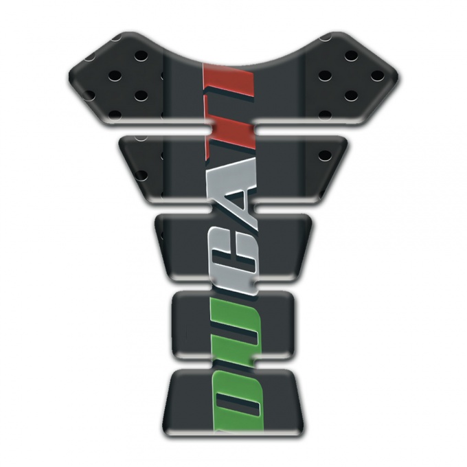 Ducati Tank Guard Pads Perforated Black surface Base Colorful Logo 