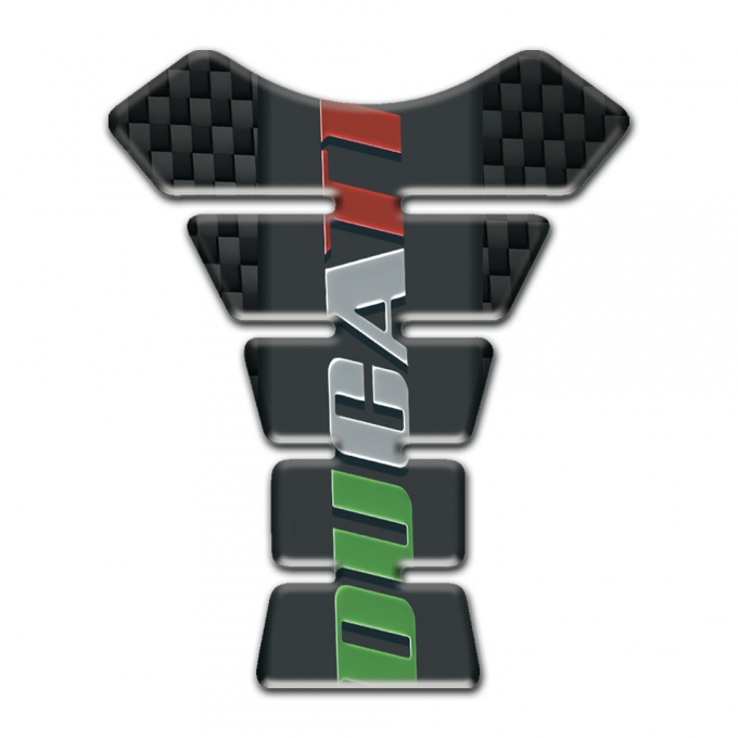 Ducati Tank Pad Protector Black Fibers Base Colorful logo 