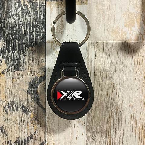 XXR  Wheels Keychain Leather Black White Classic Edition