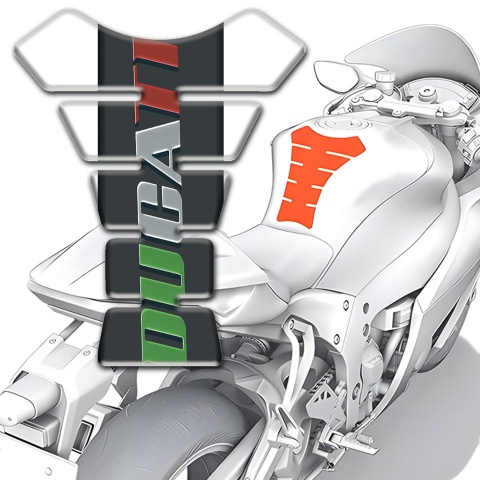 Ducati Tank Guard Pads White Base Colorful Logo 
