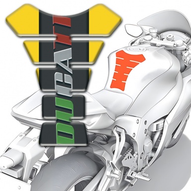 Ducati Tank Pad Motorbike Yellow Base Colorful Logo 