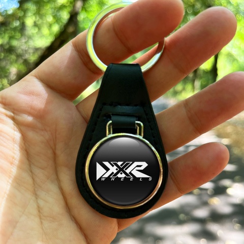 XXR Wheels Key Fob Leather Black Clean White Logo