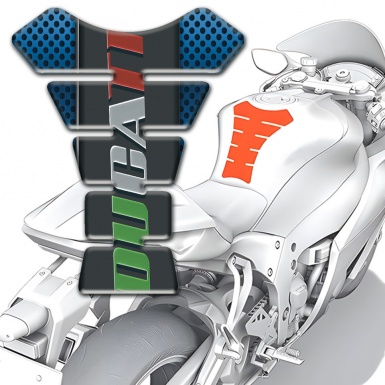 Ducati Tank Guard Pads Perforated Blue Background Colorful Logo 