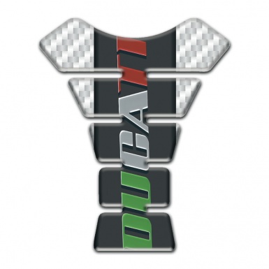 Ducati Tank Pad Motorbike White Carbon Base Colorful logo Style 