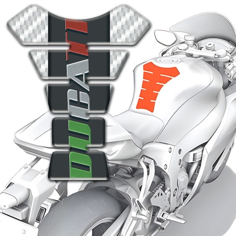 Ducati Tank Pad Motorbike White Carbon Base Colorful logo Style 