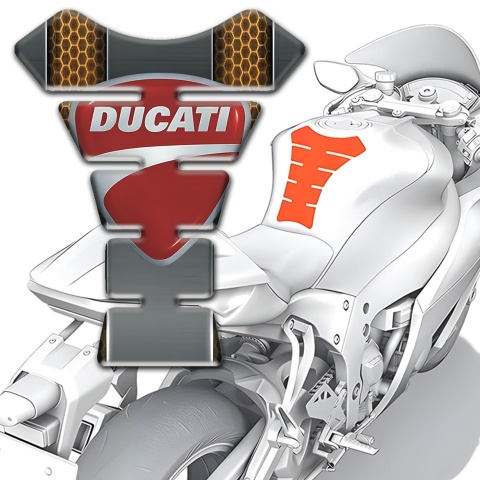 Ducati Tank Protector Copper Honeycomb Motive Design Classic Logo 