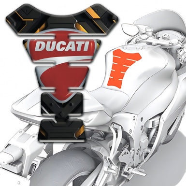 Ducati Tank Guard Pads Black Yellow Base Classic Gray Logo 