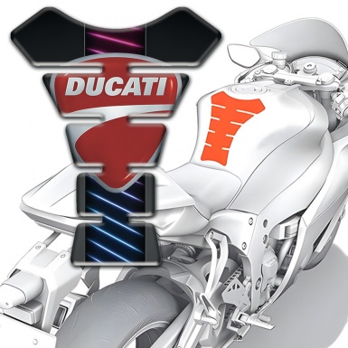 Ducati Tank Pad Protector Neon Lines Base Style Classic Logo Design 