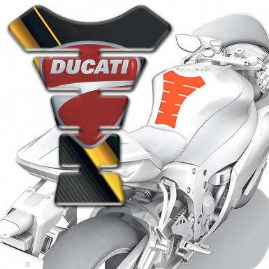 Ducati Tank Guard Pads Diagonal Yellow Tape Style Classic Logo 