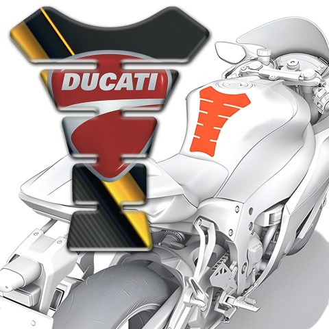 Ducati Tank Guard Pads Diagonal Yellow Tape Style Classic Logo 