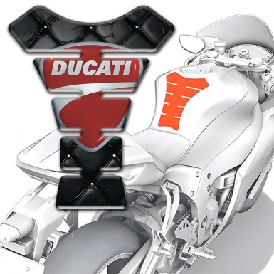 Ducati Tank Pad Motorbike Black Leather Effect Classic Logo Model 