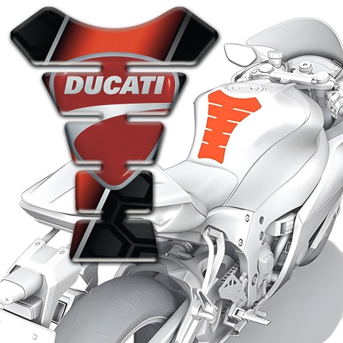Ducati Tank Guard Pads Black Red Decoration Classic Logo Design 