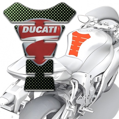 Ducati Tank Guard Pads Green Dots Style Classic Logo 