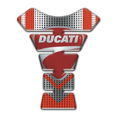 Ducati Tank Pad Protector Silver Red Design with Classic Logo 