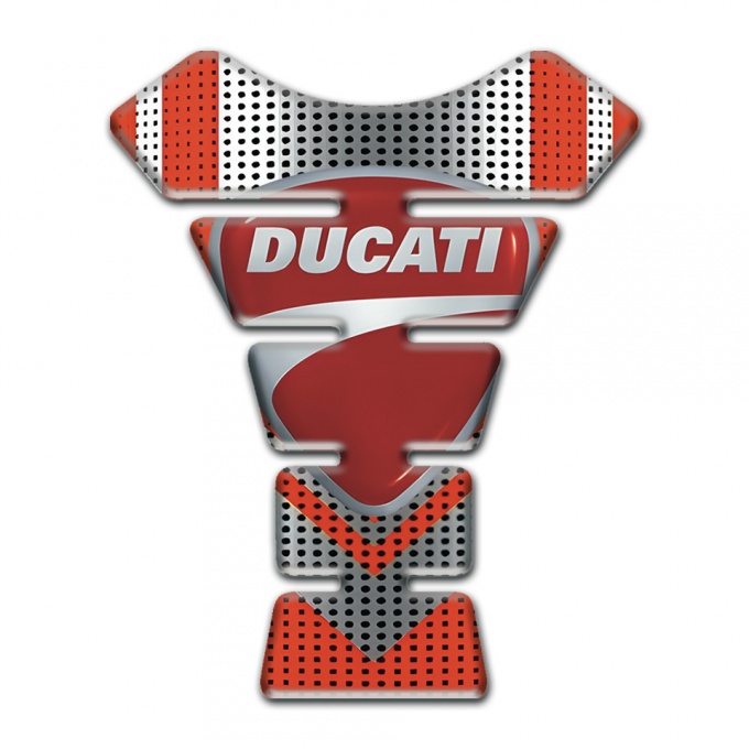 Ducati Tank Pad Protector Silver Red Design with Classic Logo 