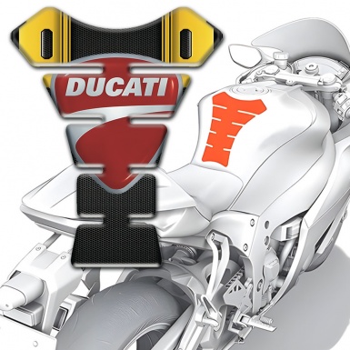 Ducati Tank Guard Pads Black Yellow Decoration Classic Logo Design 
