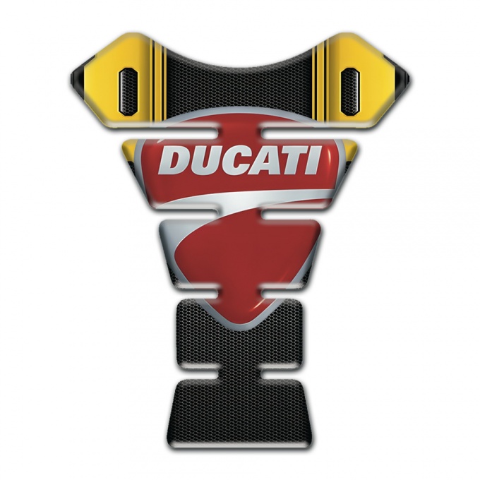 Ducati Tank Guard Pads Black Yellow Decoration Classic Logo Design 