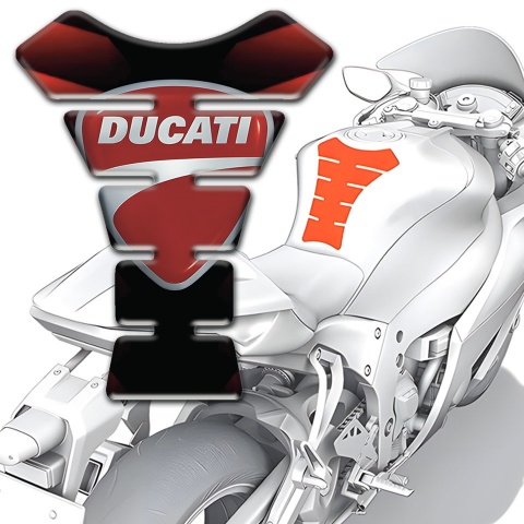 Ducati Tank Fuse Red Waves Effect with Classic Logo 