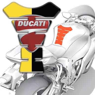 Ducati Tank Guard Pads Yellow Black Halves Base Classic Logo 