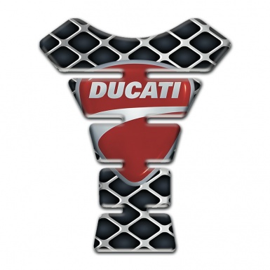 Ducati Tank Pad Protector Large Grid Base Classic Gray Red Logo 