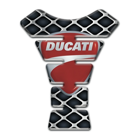 Ducati Tank Pad Protector Large Grid Base Classic Gray Red Logo 