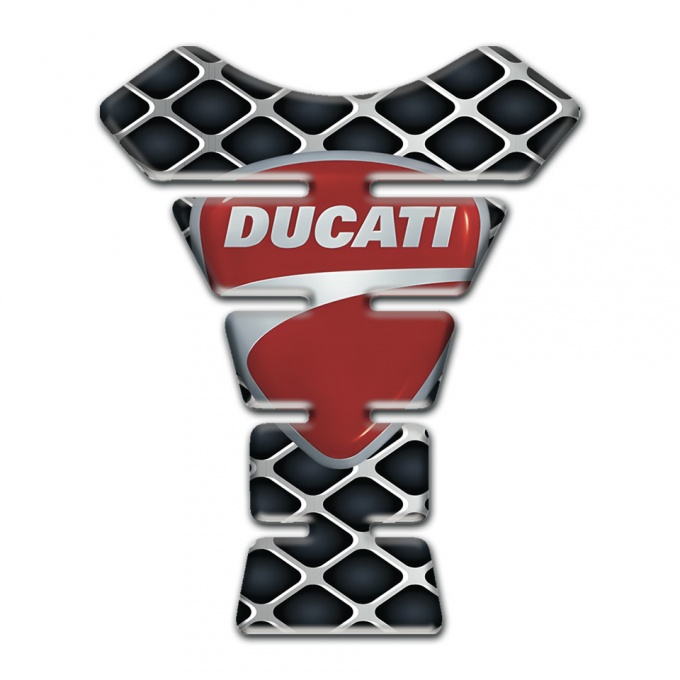 Ducati Tank Pad Protector Large Grid Base Classic Gray Red Logo 