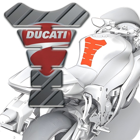 Ducati Tank Pad Motorbike Gray Base Classic Logo 