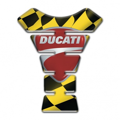 Ducati Tank Protector Black Yellow Squares Design Classic logo 
