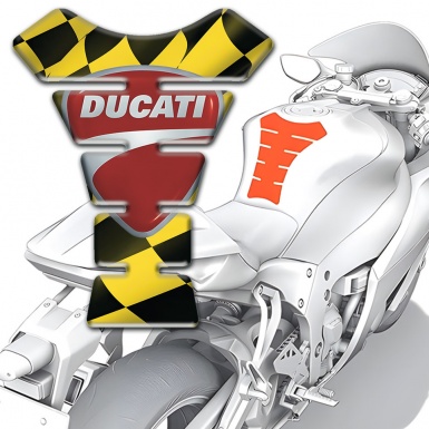 Ducati Tank Protector Black Yellow Squares Design Classic logo 