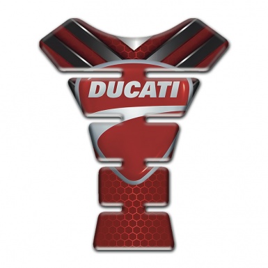 Ducati  Tank Guard Pads Red Base with Nikel Ornament 