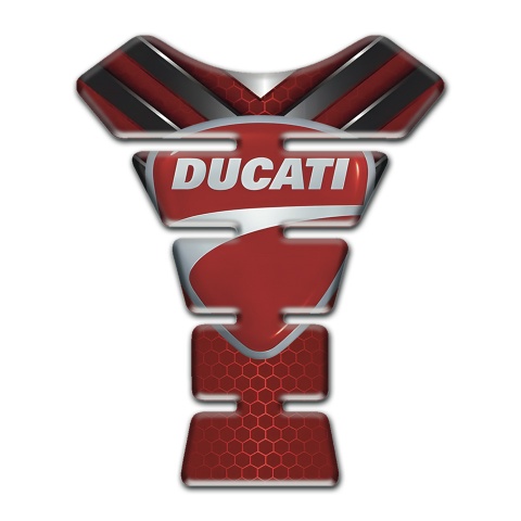 Ducati  Tank Guard Pads Red Base with Nikel Ornament 