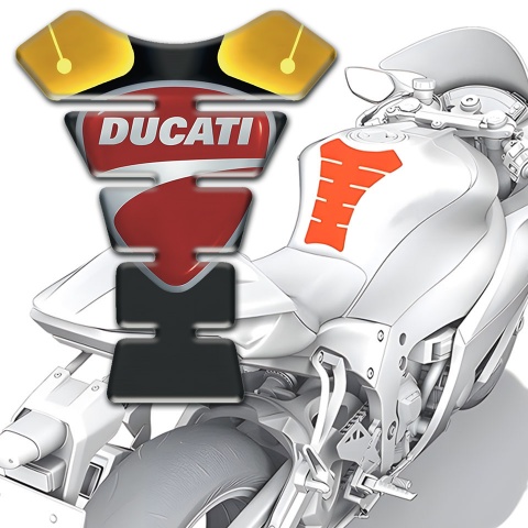 Ducati Tank Pad Protector Classic Gray Red Logo Print 